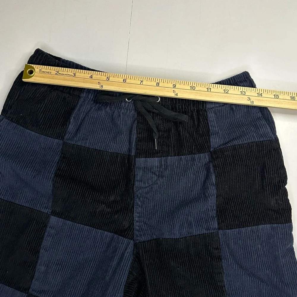 PacSun‎ Volley Corduroy Shorts Mens Small Navy Black Patchwork Drawstring Casual